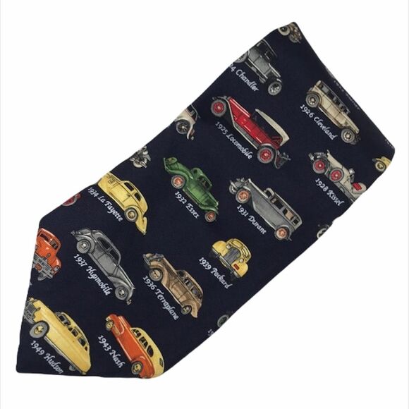 Alynn Antique Cars Tie Navy Blue - Picture 6 of 6